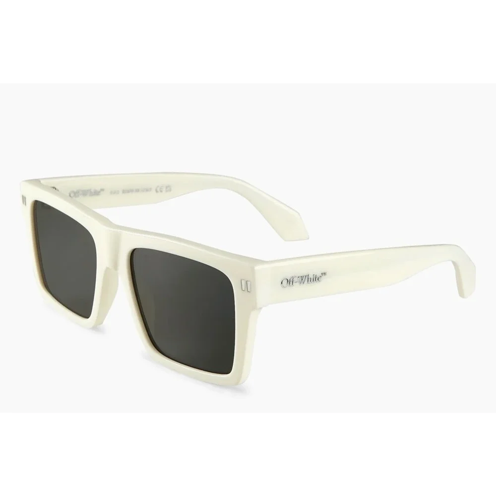 OFF WHITE Sunglasses Men Square Acetate‎ Cream Frame Dark Lens